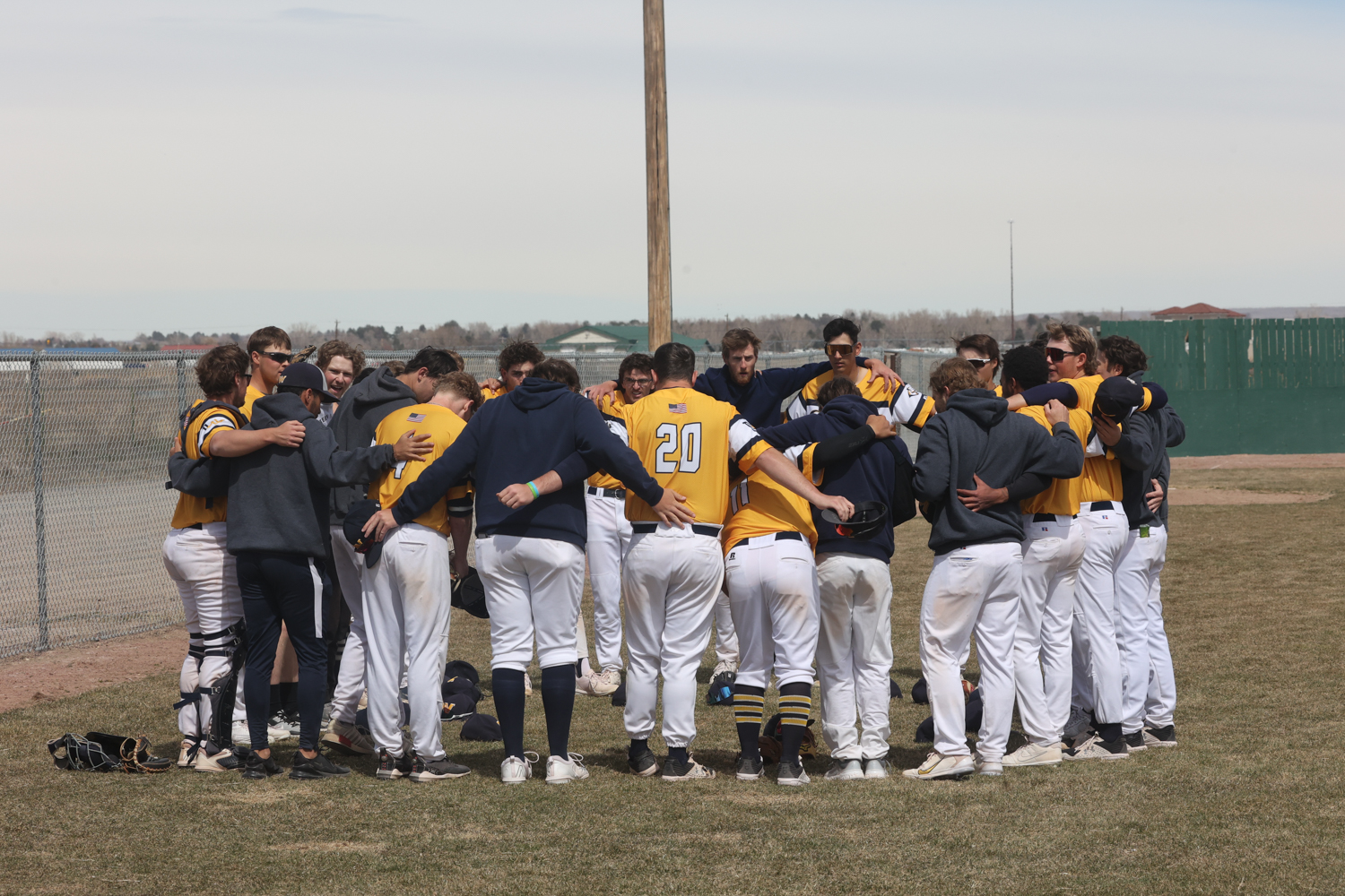 Pre-game baseball huddle