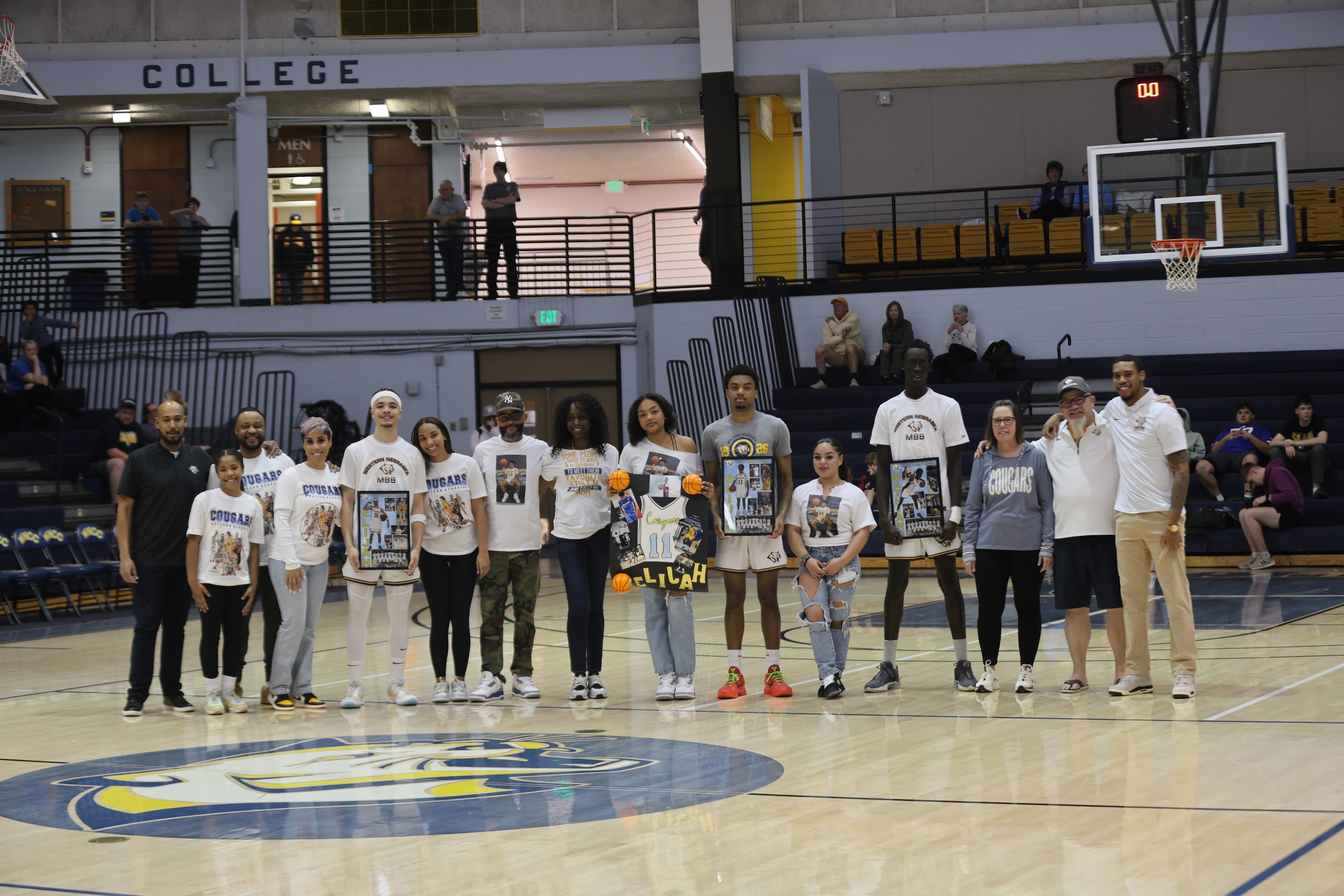 The three WNCC sophomores are recognized before the game along with the coaches and their families. WNCC beat Lamar 108-102.
