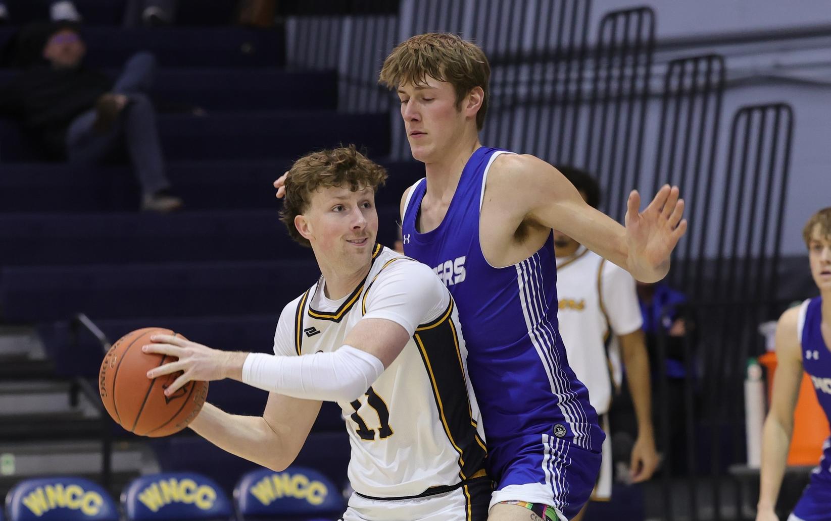 Max Orchard in a game against Miles Community College in November.