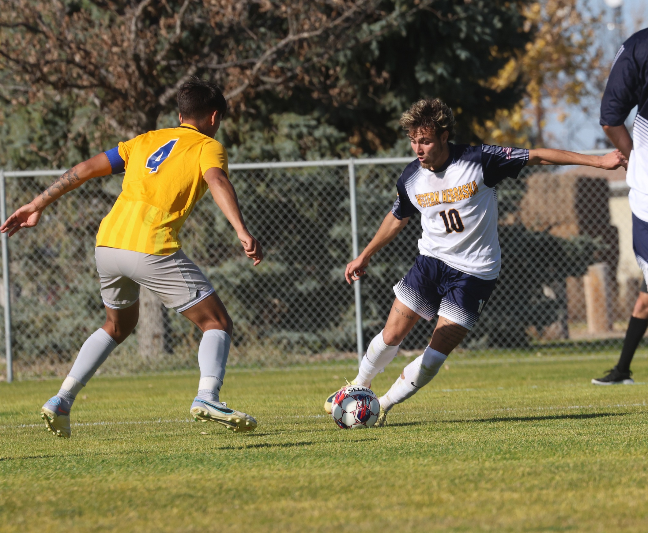Eduardo Oliveira controls the ball against LCCC in the semifinals of the Regional Tournament.