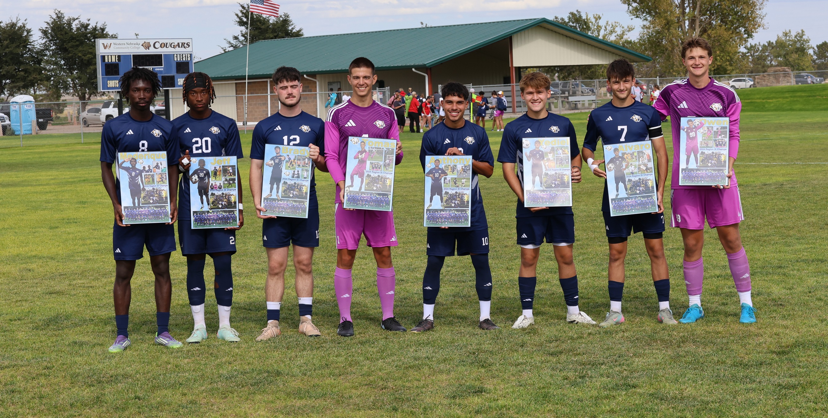 The eight sophomores that were recognized before the game on Saturday.