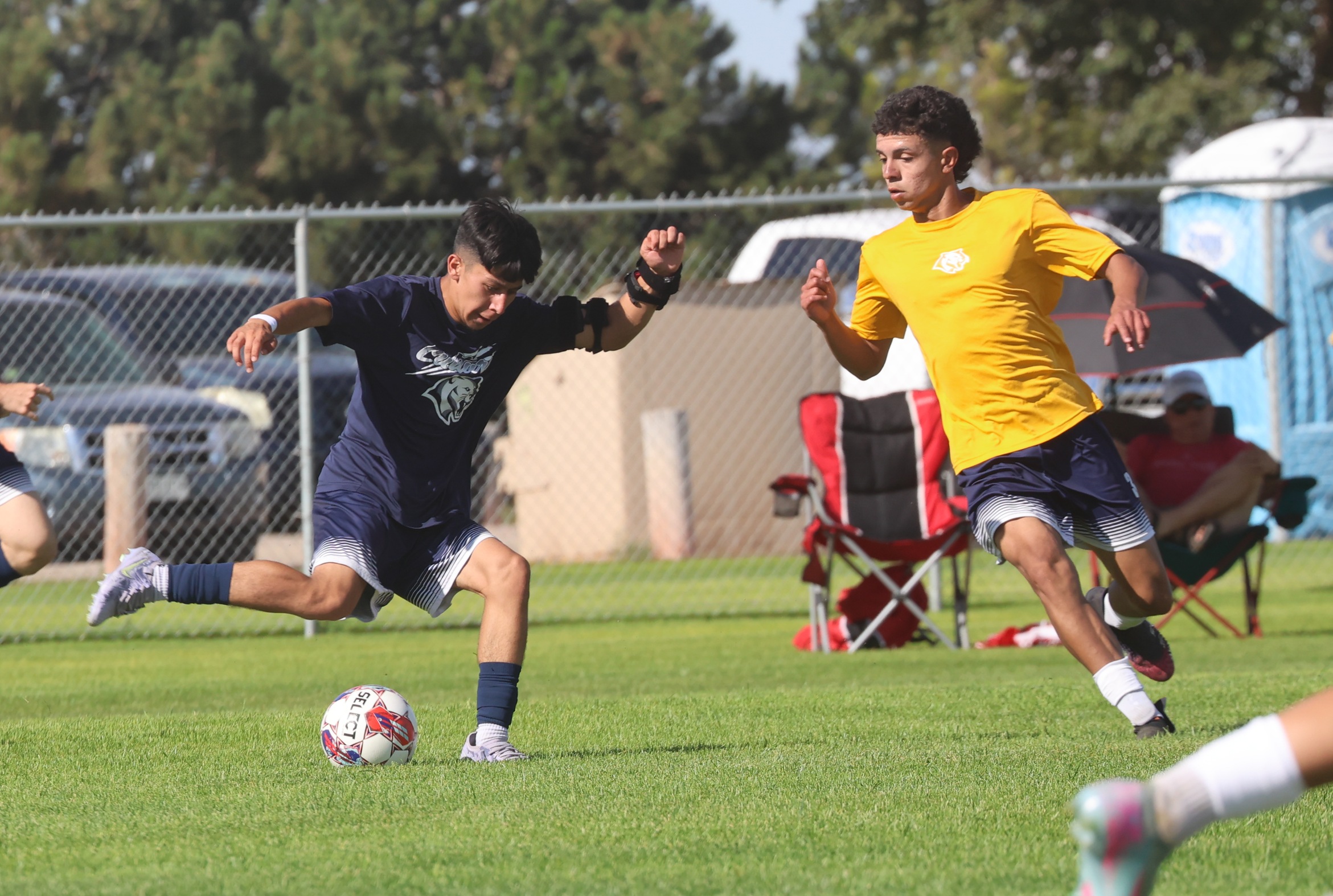 Action in the Navy/Gold inter-swuad scrimmage on Saturday for the Cougar men.