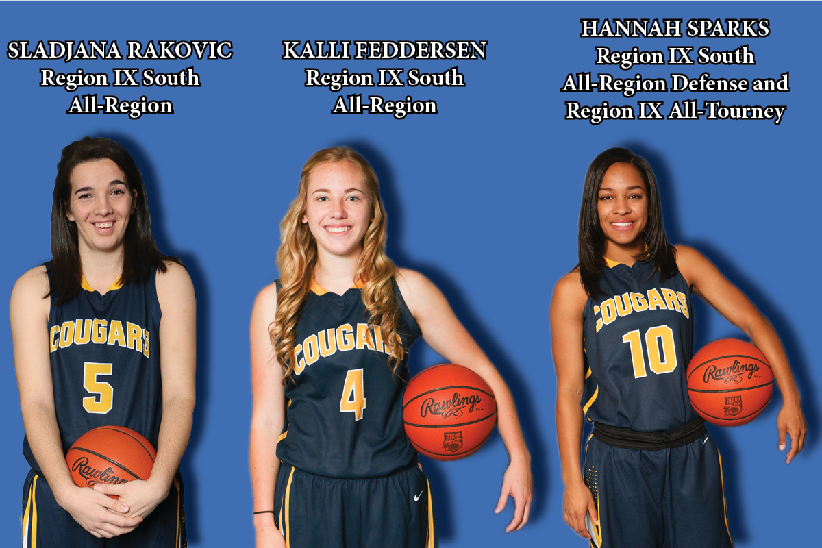 Three women's basketball players make Region IX post-season honors
