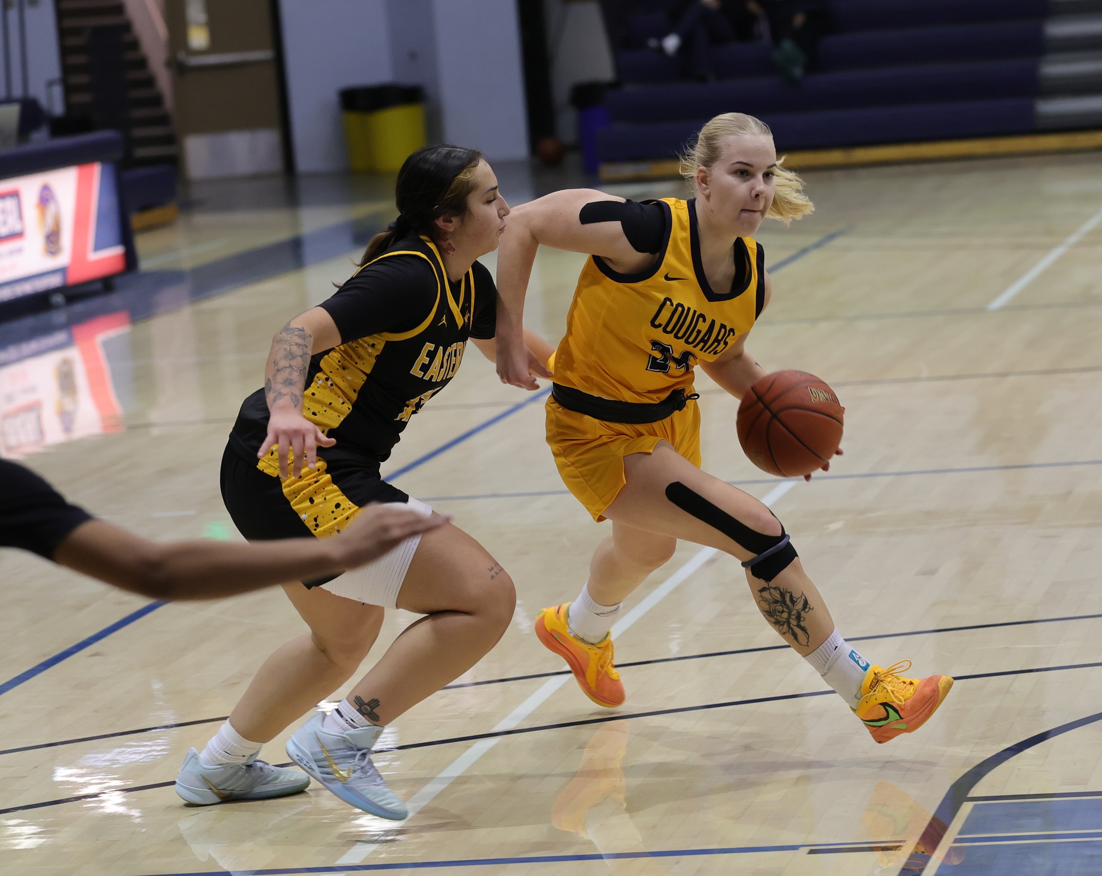 Zozwfine Sipolina drives to the bucket in a game with EWC earlier this week.