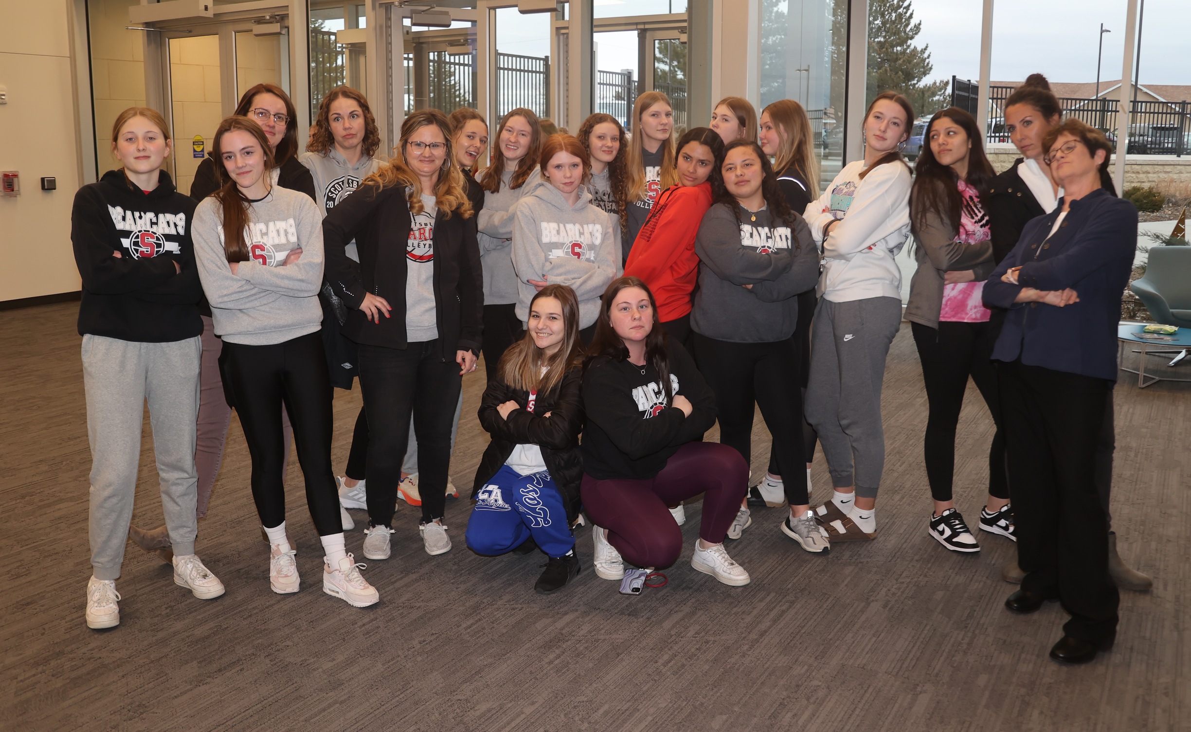 Scottsbluff volleyball team with Kathy Bresnahan.