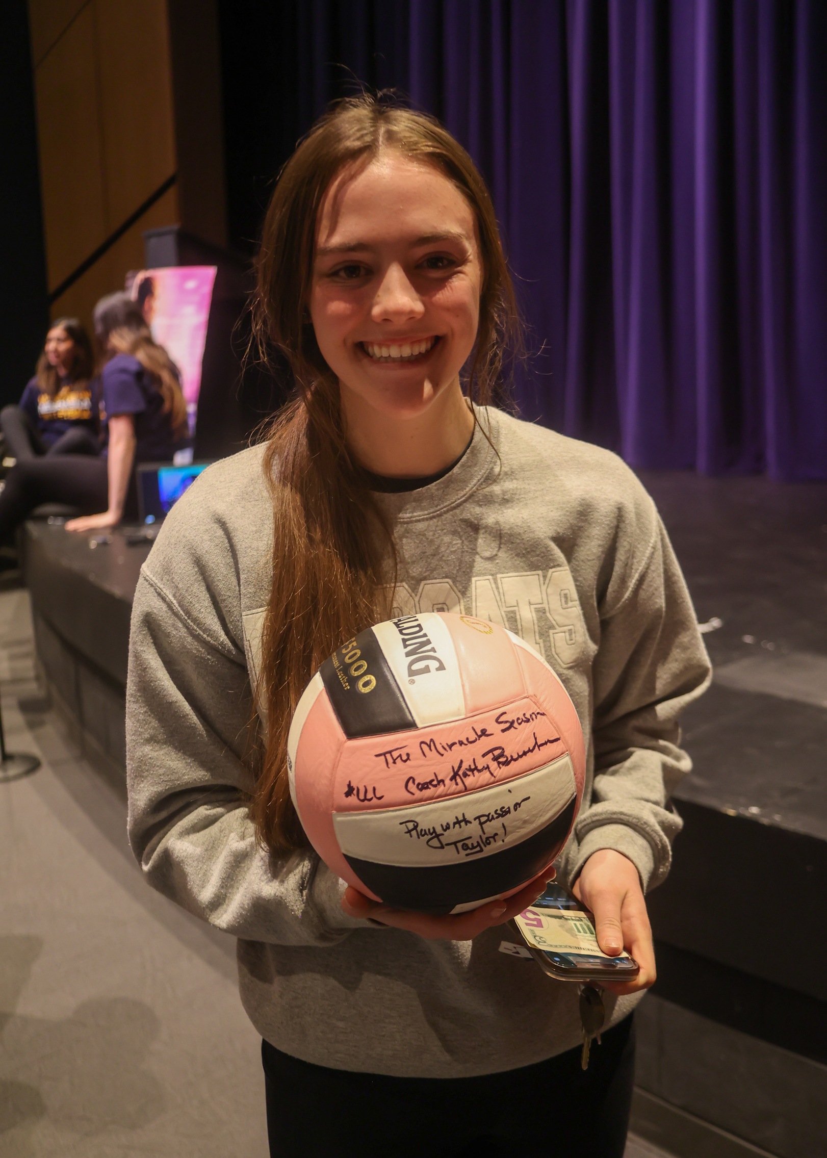 Taylor Hafeman with the ball she won.