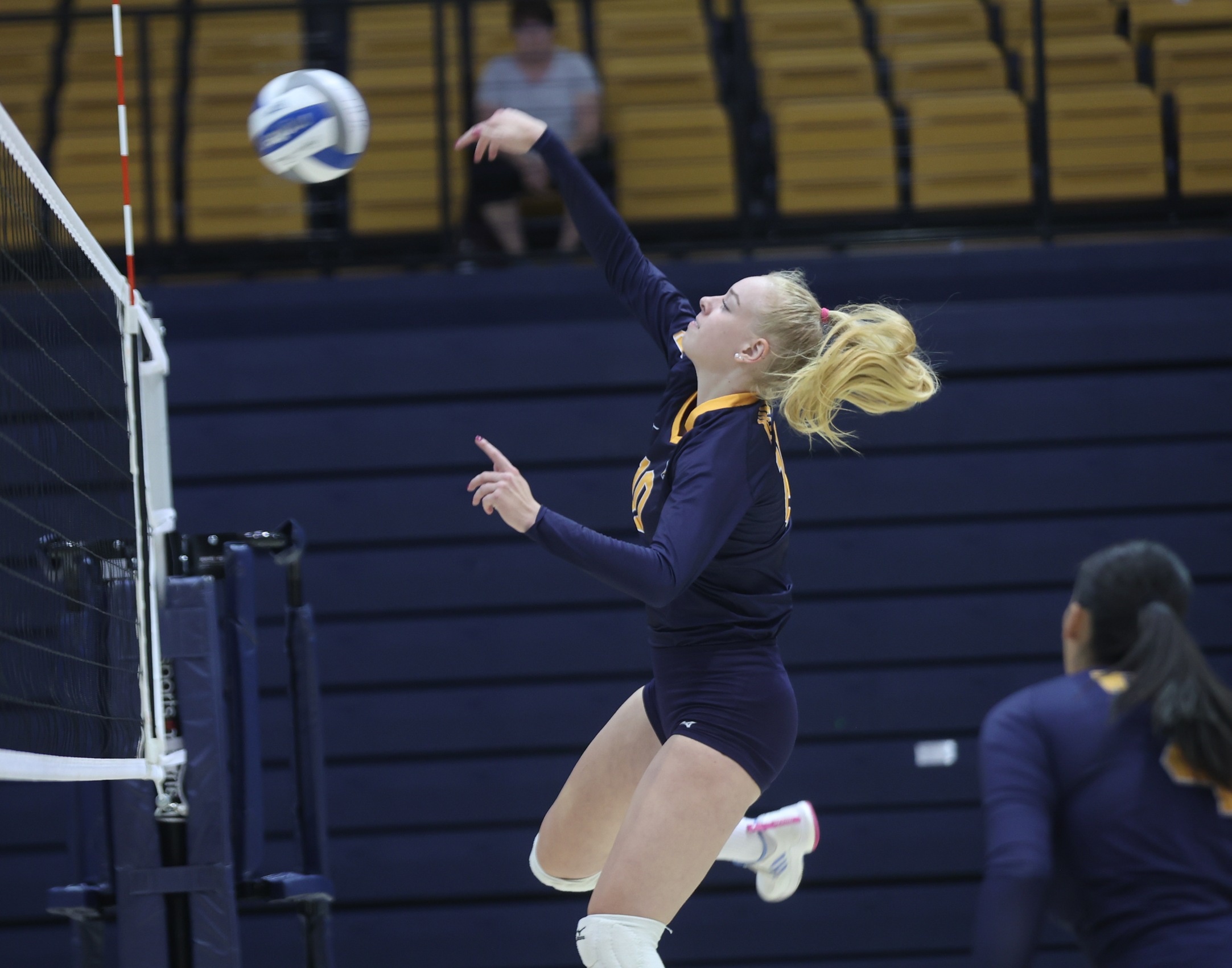 Finja Schul hits against EWC in a scrimmage.