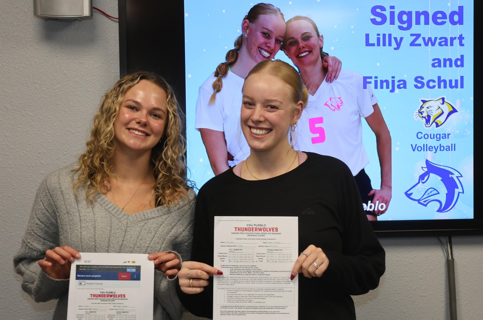 Lilly Zwart and Finja Schul will be playing together once again for two more  years at Colorado State University Pueblo next year.