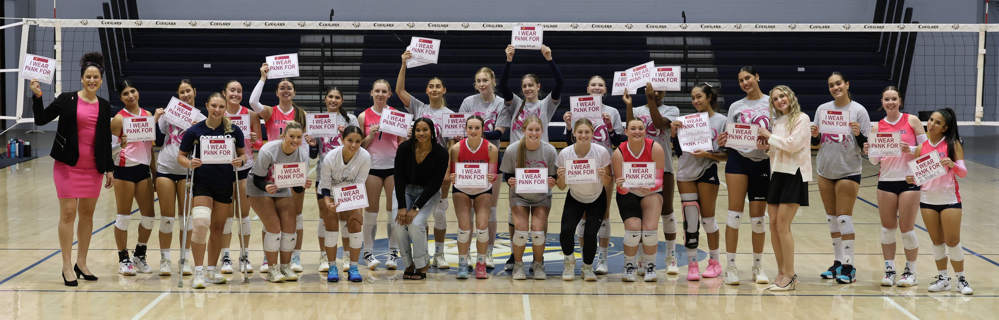 WNCC and Otero come together before the match to show their support for the special night which was Breast Cancer Awareness Night.